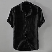  Per uomo Camicia Camicia di lino Camicia casual Camicia di cotone Semplice Vacanza Streetwear Nero Bianco Rosa Blu Manica Corta Collo ripiegato Estate Abbigliamento Bottonato