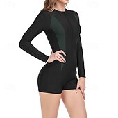 tanie Rash guardy One Piece-Damskie Docieplacze Stroje kąpielowe One Pieces Blokowanie kolorów Zapiąć na zamek błyskawiczny Ochrona UV Elastyczny Długi rękaw Kąpielówki Surfing Plaża Wakacje Lato