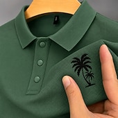  Bărbați 100% Βαμβάκι Polo brodat Casual Afaceri Răsfrânt Manșon scurt De Bază Timp Liber Culoare solidă Texturat Brodat Nasturi Primavara vara Albastru piscină Alb Negru Roz Îmbujorat Trifoi Gri 100