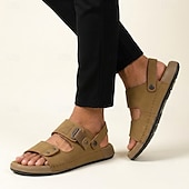 billiga Avslappnade sandaler-herrsandaler med öppen tå, sommarskor med justerbar rem, bekväma vardagssandaler för stranden, resorten och vardagsbruk