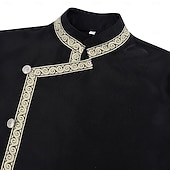 baratos Αριστος-Retro Vintage Medieval Renaissance Waist Belt Tunic Prince Warrior Stand Collar Fancy Dress Men's Fantasy Halloween Carnival Renaissance Fair LARP Adults' Top Belt