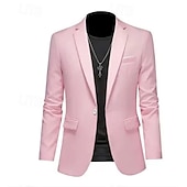 abordables Blazers Classiques pour Hommes-Hommes Veste blazer Occasionnel Quotidien Extérieur Élégant Mode Printemps Toutes saisons Poly Couleur Unie Minimaliste Décontracté / Quotidien Droit 1 bouton veste Rose Claire Kaki clair Noir Blanche