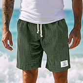 abordables Día festivo-Hombre Pantalón corto Pantalones cortos de verano Pantalones cortos de playa Pantalones cortos casuales Correa Cintura elástica Color sólido Con Texturas Comodidad Longitud de la rodilla Diario