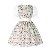 cheap Dirndl Set-Oktoberfest Dirndl Dress Dirndl Set Mini Length Maid Bavarian German Munich Wiesn Women's Carnival Beer Festival Traditional Style Cloth