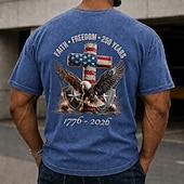  2026 250 Aniversario Camisetas para hombres Bandera estadounidense 1776 100 Algodón Lavado ácido Camiseta de peso pesado de manga corta Camiseta DTG Cuello redondo Moda Diaria Vacaciones Primavera