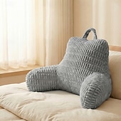 ieftine Noutăți-Pernă ergonomică de citit cu cotieră, pernă mare cu suport lombar din fleece pentru spătarul patului, pentru canapea extensibilă, citit la birou &amp;vizionarea televizorului