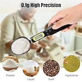 ieftine Ustensile Bucătărie &amp; Gadget-uri-Lingură digitală 500g/0.1g, lingură electronică de măsurat cu afișaj LCD, cântar alimentar de înaltă precizie pentru cafea, făină, lapte praf, copt, gătit și porționare nutrițională