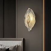 abordables Apliques de pared para interior-Gold LED wall lights, modern wall lights, bionic leaf vanity lamps for bathroom, bedside table wall lamp, perfect for bedroom, living room