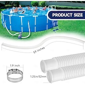 baratos eletrodomésticos-Conjunto de 4 mangueiras de reposição para bomba de filtro de piscina com braçadeiras de aço inoxidável, mangueira acessória de 1,25" de diâmetro e 59" de comprimento para piscinas acima do solo,