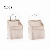 abordables Rangement et organisation-Lot de 1 ou 2 sacs de rangement suspendus en tissu, organisateur mural avec poches, pochette de rangement à suspendre à la porte, organisateur mural pour chambre d'étudiant, sac de rangement en tissu