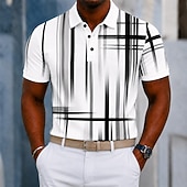  Per uomo Geometrico Linea Polo Manica Corta Magliette polo Camicie con Colletto Business Casual Athleisure Stampa 3D Bottoni Tessuto retato traspirante Estate Primavera Nero Viola Marrone