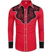 baratos Velho Oeste-Clássico Retro Vintage Blusa / Camisa Cowboy do Oeste 3D Fantasia Homens Baile de Máscaras Dia a Dia Festa de Solteira Adulto Camisa