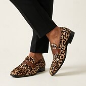 voordelige Premium leren loafers-Instappers met luipaardprint voor heren, nette schoenen, modieuze feestschoenen voor bruiloften, clubs en avondevenementen.