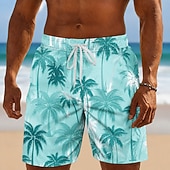 billiga Tropiska växter och blommor-Herr Kokosnötspalm Tropiska växter Badshorts Baddräkter Badshorts Boardshorts Medium Midja Hawaiisk Dagligen Strandsemester Sidfickor Mesh foder Elastisk dragsko i midjan Designer Kläder