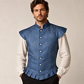 billige Topper-Retro / vintage Kostymer i middelalderstil Renessanse سترة Ermeløs Prins Adelsmann Jacquardvevnad Høy krage Kostyme Herre Royal Maskerade Renessansemesse LARP Voksne Vest