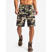 cheap Holiday-Men's Lightweight Cargo Shorts Comfort Waist Tactical Cargo Shorts Casual Shorts Drawstring Elastic Waist Multi Pocket Camouflage Quick Dry Knee Length Casual Outdoor Streetwear Fashion Streetwear