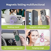 economico Supporto per telefono-Anello di supporto magnetico per telefono compatibile con MagSafe, supporto a tripla piega per iPhone 17 16 15 14 13 12 Pro Max Plus, impugnatura magnetica per telefono su entrambi i lati. &amp;Supporto