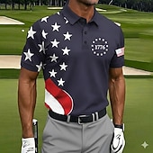 economico Polo Patriottico 250-4 luglio 2026 250° Per uomo Bandiera Americana Golf Polo Sportivi Manica Corta Magliette polo Camicie con Colletto Casual Athleisure Abito da festa Bottoni Estate Primavera Blu Bianco Rosso