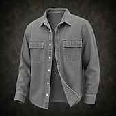 economico Camicie da lavoro da uomo-camicia da uomo softfade™ camicia casual camicia in denim camicia acid wash capo tinto manica lunga camicia semplice colletto casual quotidiano tasca frontale abbigliamento elegante vintage moda