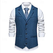 cheap Men's 1920s Costumes-Roaring 20s 1920s Retro Vintage Waistcoat The Great Gatsby Tweed Notched Lapels Fancy Dress Men's Cocktail Party Revival Wedding Party Adults' waistcoat