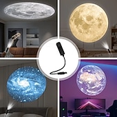  LED-ruimteprojectorlamp met 360° draaiende planeten, nachtlampje voor thuisfeestjes, plafond- en wanddecoratie, roterende LED-planeetprojectorlamp.