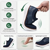 economico Scarpe Casual con Lacci-Scarpe da ginnastica Oxford da uomo blu navy in maglia, scarpe casual stringate eleganti da passeggio, scarpe comode e leggere per ufficio, viaggi e uso quotidiano