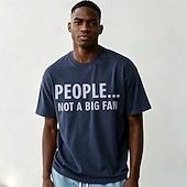  Men's People Not A Big Fan Funny 100 Cotton Acid Wash Heavyweight T-shirt Short Sleeve T shirt DTG Crew Neck Shirt Fashion Daily Holiday Spring Summer Clothing Apparel