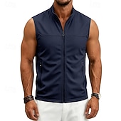 abordables Vestes de course-Homme Couleur Unie Gilet de course à pied Veste softshell Débardeur Rembourré Été Printemps Automne Avec Poches Fermeture intégrale Sans manches Séchage Rapide Léger Respirant Salle de sport Pêche