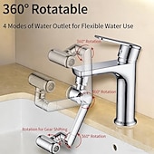 preiswerte Badezimmer-Zubehörset-1080° drehbarer Wasserhahnaufsatz mit nach oben gerichtetem Gesichtsnebel, 4 Wassermodi, Spülbecken-Luftsprudler mit integriertem Filter, Messing-Armaturenaufsatz mit Roboterarm, universeller