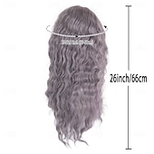 cheap Historical Wigs-26 Inch Long Wavy Grey Wigs for Women Free Part Hairline Fluffy Hairstyle Victorian Ghost Costume Halloween Party Wig Gothic Horror Witch Cosplay