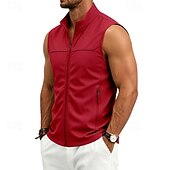 abordables Vestes de course-Homme Couleur Unie Gilet de course à pied Veste softshell Débardeur Rembourré Été Printemps Automne Avec Poches Fermeture intégrale Sans manches Séchage Rapide Léger Respirant Salle de sport Pêche