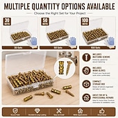 abordables Juegos de destornilladores-Juego de tornillos de expansión cortos de 6×14 mm, anclajes de pared de expansión cortos, para reparación de bisagras de armarios &amp;Restauración de roscas dañadas, juego de 30/50/100 fijaciones seguras