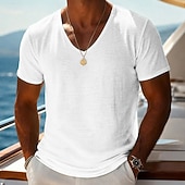 economico magliette di base-Per uomo Maglietta Camicia a Maniche Corte Manica Corta Scollo a V Estate Primavera Semplice Striscia di Fossa Streetwear Elegante Casual Puro Casuale Quotidiano All'aperto Blu Nero Bianco Maglietta