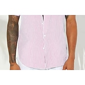 economico camicia da uomo con bottoni-Da uomo Camicia Camicia casual Camicia di Seersucker Camicia con Bottoni Blu Rosa Manica Corta A righe Colletto Colletto a Camicia Casuale Quotidiano Patchwork Abbigliamento Elegante Moda Casual