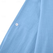  Homens Camisa Social Camisa de linho camisa de verão Roupa de Praia Tecido Férias Casual Preto Branco Azul Verde Manga Longa Lapela Primavera Verão Roupa