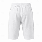 cheap Holiday-Men's Capri shorts Linen Pants Summer Pants Beach Pants Drawstring Pocket Elastic Drawstring Waist Solid Color Comfort Breathable Calf-Length Daily Outdoor Beach Vacation Fashion White Khaki Inelastic