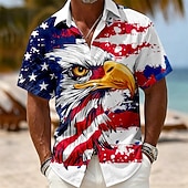 cheap Patriotic 250 Shirts-4th of July 2026 250th Men's American US Flag Shirt Summer Shirt Short Sleeve Patriotic Daily Streetwear Summer Spring Turndown 3D Print Button Up Shirts Blue Blue 2# Blue 1# White Red