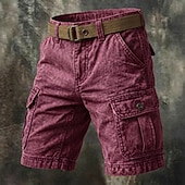 billige Klassisk-Herre Cargoshorts Shorts Sommershorts Casual shorts Syrevaskede shorts Lomme Elastisk midje Vasket Komfort Pustende Knelengde Avslappet utendørs Strand Ferie Mote Navyblå Himmelblå Mikroelastisk