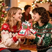  3D-Pop-up-Weihnachtskarte in einer Schachtel, Weihnachtsmann &Weihnachtskarte mit Schneemanndorf, einzigartiges handgefertigtes Geschenk für Kinder, Freunde und Familie, festliche Tischdekoration mit