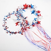 cheap U.S. 250th Anniversary-2 PCS Sparkling Americana Star Crown Headbands with Flowing Ribbons, Patriotic Red White Blue Hair Accessories for 4th of July Independence Day, Memorial Day, Veterans Day, Parades, Festivals