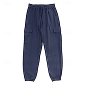 voordelige Klassiek-Voor heren Cargohosen Linnen broek Broek Korte broek Zomerbroek Trekkoord Meerdere zakken Elastisch manchet Effen Comfort Ademend Volledige lengte Casual Dagelijks Feestdagen Vakantie Modieus blauw