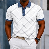  Bărbați Geometică Tricouri polo Manșon scurt Tricouri de polo Cămăși cu guler Casual Îmbrăcăminte Atletică Purtare Zilnică Imprimare 3D Nasturi Material Plasă care Respiră Vară Primăvară Alb Mov Maro