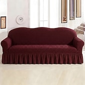 cheap Sofa Cover-Country Style 3D Stretch Sofa Cover with Skirt, Washable Elastic Couch Slipcover for 1/2/3/4 Seater, Fitted Furniture Protector