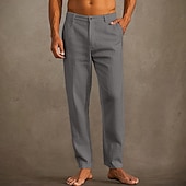 abordables Hogar-Hombre Pantalones de lino Pantalones Pantalones de verano Pantalones de playa Bolsillo Plano Comodidad Transpirable Vacaciones Diario Festivos Hawaiano Boho Negro Blanco