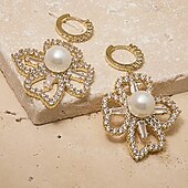 cheap Earrings-Pearl Earrings Geometrical Flower Earrings Jewelry Golden For Daily