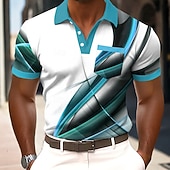  Per uomo Geometrico Linea Polo Manica Corta Magliette polo Camicie con Colletto Casual Athleisure Stampa 3D Bottoni Primavera & Estate Blu Viola Marrone
