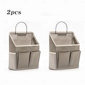 abordables Rangement et organisation-Lot de 1 ou 2 sacs de rangement suspendus en tissu, organisateur mural avec poches, pochette de rangement à suspendre à la porte, organisateur mural pour chambre d'étudiant, sac de rangement en tissu