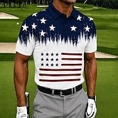 cheap Patriotic 250 Polos-4th of July 2026 250th Men's American Flag Golf Sports Polo Shirts Short Sleeve Polo Shirts Collared Shirts Casual Athleisure 3D Print Buttons Breathable Mesh Summer Spring Blue 1 Blue 3# Blue 2#
