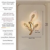 abordables Apliques de pared para interior-Gold LED wall lights, modern wall lights, bionic leaf vanity lamps for bathroom, bedside table wall lamp, perfect for bedroom, living room