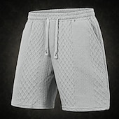 abordables Bermudas estilo casual-Hombre Pantalón corto Pantalones cortos de verano Pantalones cortos casuales Jacquard Con Texturas Plano Comodidad Transpirable Sobre la Rodilla Casual Exterior Playa Vacaciones Moda Blanco Caqui
